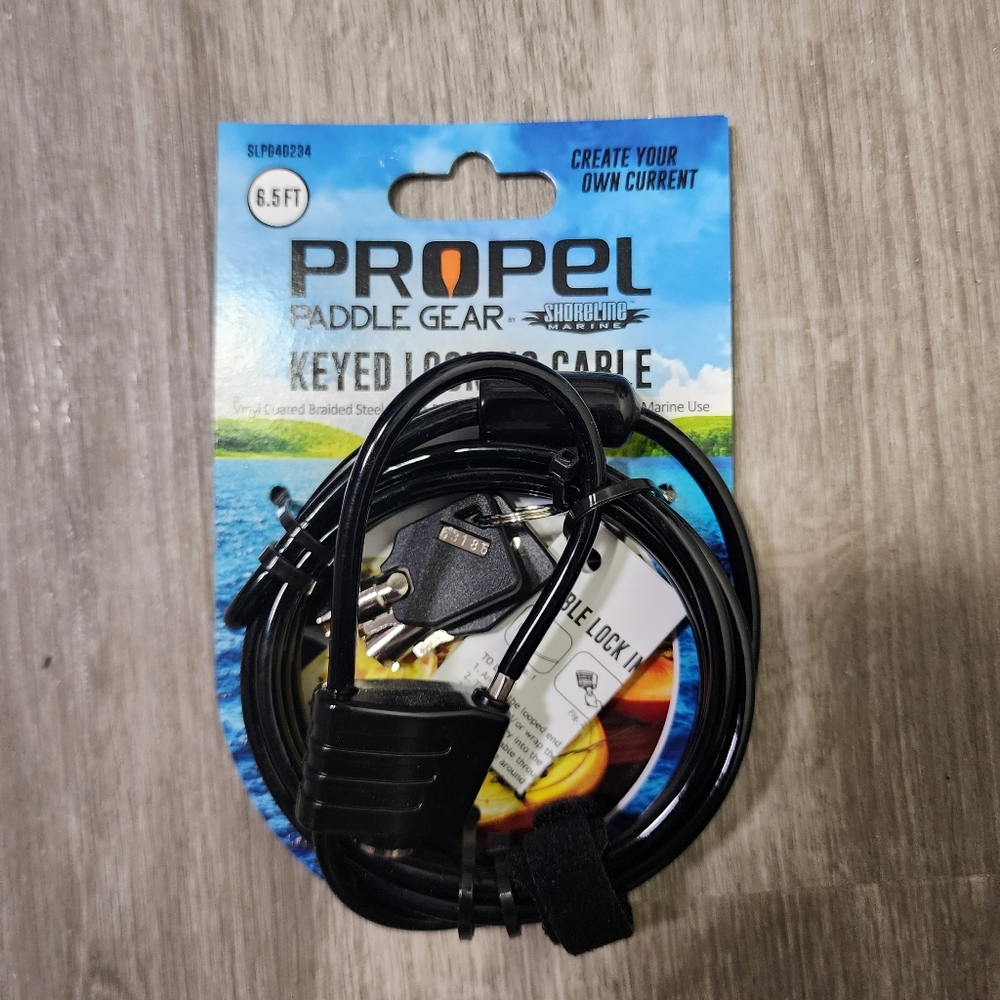 New! Propel Paddle Gear Lock Key Looping Cable | 6.5 Ft | Designed For Multi Use
